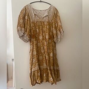 Vintage Marigold Blockprint mini dress, M